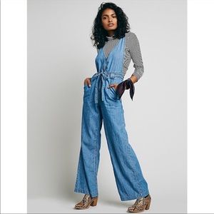 🦋 Free People Clara Chambray Denim Jumpsuit